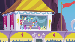 Size: 1920x1090 | Tagged: safe, screencap, apple bloom, berry punch, berryshine, bow hothoof, dizzy twister, doctor whooves, goldengrape, linky, orange swirl, ponet, roseluck, scootaloo, shoeshine, sir colton vines iii, spring melody, sprinkle medley, sweetie belle, windy whistles, pony, parental glideance, cutie mark crusaders, rainbow dash's parents, windyhoof