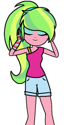 Size: 346x603 | Tagged: safe, artist:junko-enoshima123, lemon zest, equestria girls, clothes, eyes closed, female, shorts, simple background, solo, transparent background