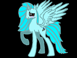 Size: 736x552 | Tagged: safe, artist:vaporwave, oc, oc only, oc:vaporstream, alicorn, pony, alicorn oc, black background, blushing, cute, raised hoof, simple background, solo, spread wings, wings