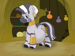 Size: 2000x1500 | Tagged: safe, artist:theimmortalwolf, zecora, zebra, belly, looking at you, pregnant, solo, zecora's hut