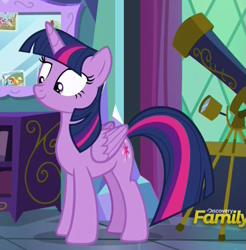 Size: 539x547 | Tagged: safe, screencap, twilight sparkle, twilight sparkle (alicorn), alicorn, pony, celestial advice, discovery family logo, solo