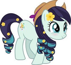 Size: 5911x5404 | Tagged: safe, artist:jhayarr23, coloratura, earth pony, pony, absurd resolution, curtsey, female, hat, implied rarajack, mare, simple background, smiling, solo, trace, transparent background, vector