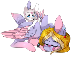Size: 1120x904 | Tagged: safe, artist:alithecat1989, oc, oc only, oc:dixie aireon, original species, pegasus, colored wings, female, mare, multicolored wings, prone, simple background, sleeping, transparent background