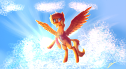Size: 3663x2008 | Tagged: safe, artist:speed-chaser, oc, oc only, oc:lightly breeze, pegasus, pony, female, flying, mare, sky, solo