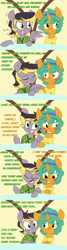 Size: 2000x7500 | Tagged: safe, artist:kryptchild, snails, oc, oc:aero, pegasus, pony, comic:when aero met glitter, :o, absurd resolution, aeroshell, alternate hairstyle, ask glitter shell, blushing, canon x oc, clothes, colt, comic, crush, cute, date, gay, glitter shell, headband, hoodie, male, nervous, offspring, open mouth, parent:derpy hooves, parent:oc:warden, parents:canon x oc, parents:warderp, scarf, scooch, shipping, slide, sugarcube corner, trap, tumblr