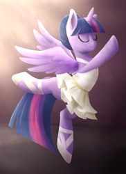 Size: 991x1363 | Tagged: safe, artist:patty-plmh, twilight sparkle, twilight sparkle (alicorn), alicorn, pony, a royal problem, backbend, ballerina, bipedal, clothes, eyes closed, flexible, leotard, solo, spread wings, tutu, twilarina, wings