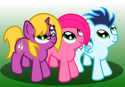 Size: 2955x2048 | Tagged: safe, artist:brightstarclick, soarin', oc, oc:bright star, oc:rose, pony, colt, female, filly, male