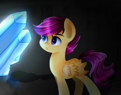 Size: 1008x792 | Tagged: safe, artist:artypaints, scootaloo, pony, crystal, solo