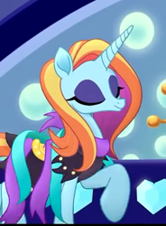 Size: 333x453 | Tagged: safe, derpibooru import, screencap, sassy saddles, unicorn, my little pony: the movie, cropped, eyes closed, female, mare, smiling