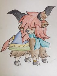 Size: 1024x1365 | Tagged: safe, artist:luxiwind, derpibooru import, oc, oc:breakerstone, yak, cloven hooves, horn ring, solo, traditional art, yak oc