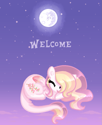 Size: 685x834 | Tagged: safe, artist:sugaryicecreammlp, derpibooru import, oc, oc:rose garden, pegasus, pony, chibi, female, mare, mare in the moon, moon, night, sleeping, solo