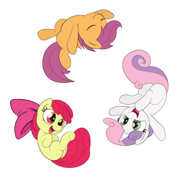 Size: 4500x4500 | Tagged: safe, artist:joey darkmeat, artist:wodahseht, derpibooru import, apple bloom, scootaloo, sweetie belle, pony, absurd resolution, adorabloom, cute, cutealoo, cutie mark crusaders, diasweetes, eyes closed, group, open mouth, simple background, transparent background