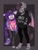 Size: 3000x4000 | Tagged: safe, artist:annakitsun3, derpibooru import, oc, oc only, oc:beau whisper, oc:belle nuit, anthro, bat pony, unguligrade anthro, anthro oc, bat pony oc, beauit, embarrassed, female, height difference, male, oc x oc, shipping, straight, tsundere, unshorn fetlocks