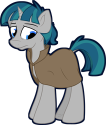 Size: 1000x1180 | Tagged: safe, alternate version, artist:binkyt11, derpibooru exclusive, derpibooru import, stygian, pony, unicorn, antagonist, cloak, clothes, looking back, looking down, male, simple background, solo, stallion, transparent background