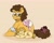 Size: 1907x1521 | Tagged: safe, artist:pastel-charms, derpibooru import, cheese sandwich, oc, oc:carmel bell, oc:rocky, oc:taffy twirl, oc:twinkle star, pony, colt, father and child, father's day, female, filly, glasses, male, offspring, parent and child, parent:cheese sandwich, parent:pinkie pie, parents:cheesepie, prone, simple background, yellow background