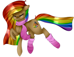 Size: 1307x1017 | Tagged: safe, artist:ohhoneybell, oc, oc only, oc:blanks canvas, earth pony, pony, clothes, eyes closed, female, mare, scarf, simple background, socks, solo, transparent background