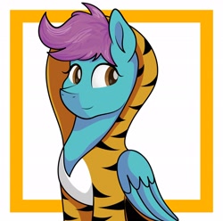 Size: 2048x2035 | Tagged: safe, artist:moonlightfan, derpibooru import, oc, big cat, pegasus, pony, tiger, clothes, costume, female, hoodie, kigurumi, solo