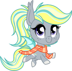 Size: 464x463 | Tagged: safe, artist:kellythedrawinguni, oc, oc only, oc:booker, bat pony, pony, chibi, clothes, female, mare, scarf, simple background, solo, transparent background