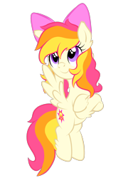 Size: 2048x2732 | Tagged: safe, artist:prismaticstars, oc, oc only, oc:sunkist, pegasus, pony, bow, female, hair bow, high res, mare, simple background, solo, transparent background