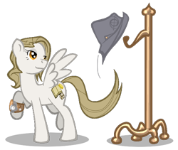 Size: 576x486 | Tagged: safe, artist:iomma, derpibooru import, oc, oc only, oc:antiquity, pegasus, pony, female, hat, simple background, solo, transparent background