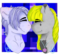 Size: 5200x4800 | Tagged: safe, artist:diane-thorough, derpibooru import, oc, oc:caspien, oc:sirena, original species, shark pony, absurd resolution, boop, female, male, noseboop, piercing, smiling