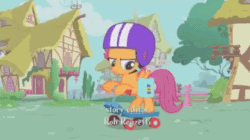 Size: 460x257 | Tagged: safe, artist:dikekike, screencap, scootaloo, pony, animated, cute, friendship is gic, gif, solo, youtube link, youtube poop