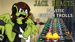 Size: 1280x720 | Tagged: safe, artist:phonicb∞m, derpibooru import, oc, oc only, pegasus, pony, clothes, controller, guitar, guitar hero, headphones, headset, jack reacts, jack t. herbert, jacktherbert, rhythm game, screaming, shirt, t-shirt, video game