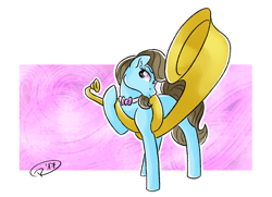 Size: 2380x1724 | Tagged: safe, artist:ruushiicz, beauty brass, earth pony, pony, bowtie, commission, female, mare, musical instrument, solo, tuba