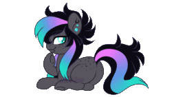 Size: 1199x675 | Tagged: safe, artist:arxielle, derpibooru import, oc, oc:saturn proteus, earth pony, pony, animated, female, gif, mare, plot, prone, simple background, solo, transparent background