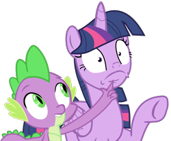 Size: 2423x2000 | Tagged: safe, artist:frownfactory, spike, twilight sparkle, twilight sparkle (alicorn), alicorn, dragon, pony, a royal problem, female, male, simple background, transparent background, vector
