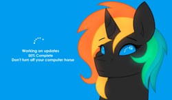 Size: 4092x2385 | Tagged: safe, artist:aidraws, derpibooru import, oc, oc only, oc:eight, pony, unicorn, bust, female, mare, microsoft, operating system, ponified, solo, windows, windows 8, windows pony