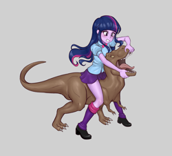 Size: 1975x1788 | Tagged: safe, artist:anon_bardos, derpibooru import, twilight sparkle, dinosaur, tyrannosaurus rex, equestria girls, female, simple background