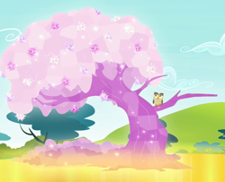 Size: 853x691 | Tagged: safe, derpibooru import, screencap, owlowiscious, bird, owl, inspiration manifestation, cropped, crystal flower, crystal tree, golden road, perching, solo, transformed, tree