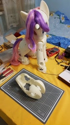 Size: 720x1280 | Tagged: safe, derpibooru import, sweetie belle, sweetie bot, pony, robot, robot pony, unicorn, sweetie bot project, 3d print, craft, female, filly, foal, hooves, horn, irl, photo, proto3, solo