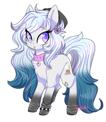 Size: 1054x1222 | Tagged: safe, artist:lnspira, oc, oc only, oc:hinako, earth pony, pony, choker, female, hat, mare, simple background, solo, transparent background