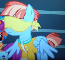 Size: 1169x1080 | Tagged: safe, screencap, windy whistles, pony, parental glideance, blindfold, cropped