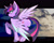 Size: 1600x1282 | Tagged: safe, artist:tyuubatu, derpibooru import, twilight sparkle, twilight sparkle (alicorn), alicorn, pony, abstract background, female, looking at you, looking back, looking back at you, mare, plot, profile, solo, twibutt