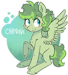 Size: 866x953 | Tagged: safe, artist:kyaokay, oc, oc only, oc:chlorine, element pony, object pony, original species, ponified, simple background, solo, transparent background