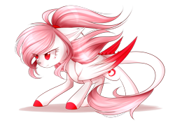 Size: 2797x2005 | Tagged: safe, artist:snowbunny0820, derpibooru import, oc, oc:scarlet skyler, dracony, hybrid, eye clipping through hair, female, high res, simple background, solo, transparent background, two toned wings