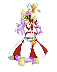 Size: 2375x3000 | Tagged: safe, artist:thexiiilightning, oc, oc only, oc:azalea floria, pony, bipedal, female, final fantasy, magic, mare, simple background, solo, staff, standing, transparent background, white mage