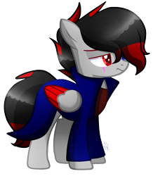 Size: 1428x1640 | Tagged: safe, artist:sugaryicecreammlp, derpibooru import, oc, pegasus, pony, clothes, male, simple background, solo, stallion, transparent background, two toned wings