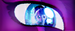 Size: 4096x1716 | Tagged: safe, artist:lux-the-pegasus, derpibooru import, tempest shadow, twilight sparkle, 3d, eye reflection, female, lesbian, reflection, shipping, tempestlight