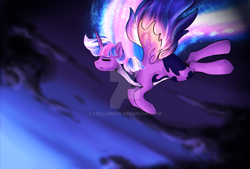 Size: 1280x867 | Tagged: safe, artist:not-ordinary-pony, oc, oc only, oc:mystic locket, alicorn, pony, alicorn oc, eyes closed, falling, female, mare, solo, watermark