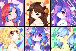 Size: 4133x2755 | Tagged: safe, artist:nitrogenowo, oc, oc only, pony, absurd resolution, commission, cute, eyes closed, female, floppy ears, group, mare, ocbetes, smiling
