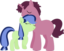 Size: 5448x4369 | Tagged: safe, artist:babyroxasman, derpibooru import, oc, oc only, oc:bitter punch, oc:blueberry zinger, earth pony, pony, unicorn, absurd resolution, brother and sister, duo, female, lineless, male, not incest, nuzzling, offspring, ship:bitterberries, siblings, simple background, transparent background, vector