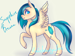 Size: 1024x759 | Tagged: safe, artist:leechetious, oc, oc only, oc:sapphire breeze, pegasus, pony, female, mare, raised hoof, solo