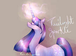 Size: 1024x759 | Tagged: safe, artist:leechetious, twilight sparkle, pony, unicorn, female, glowing horn, mare, solo