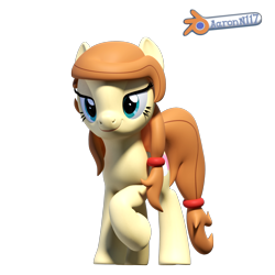 Size: 1920x1920 | Tagged: safe, artist:shreddy117, derpibooru exclusive, derpibooru import, oc, oc only, oc:cream heart, pony, 3d, blender cycles, female, lidded eyes, mare, raised hoof, simple background, smiling, solo, transparent background