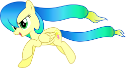 Size: 3954x2133 | Tagged: safe, artist:audiobeatzz, oc, oc only, oc:summer tide, pegasus, pony, female, gradient mane, high res, mare, running, simple background, solo, transparent background, vector