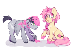 Size: 1308x881 | Tagged: safe, artist:nerdfangz, derpibooru import, oc, oc only, pegasus, pony, unicorn, paint